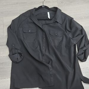 NY Collection Black Button Down Shirt